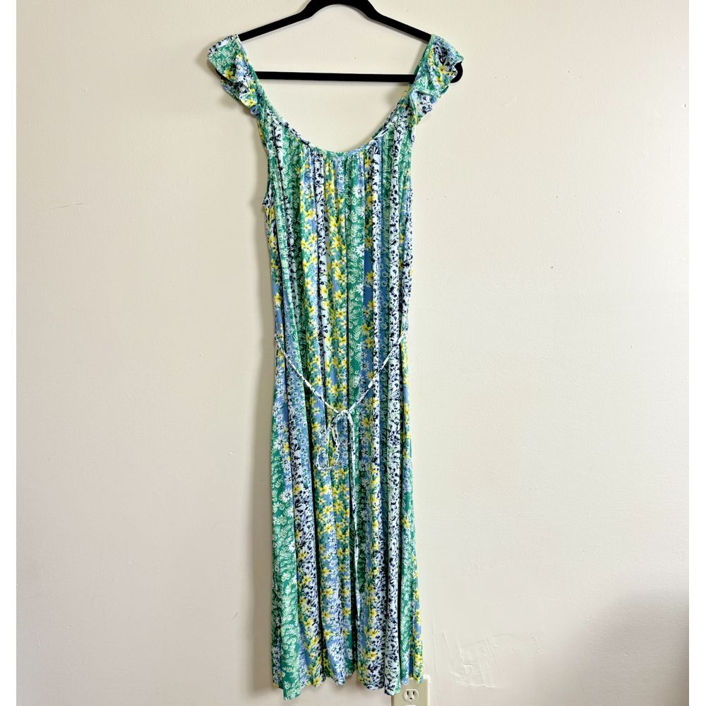 LOFT Floral Maxi Dress - Green and Blue